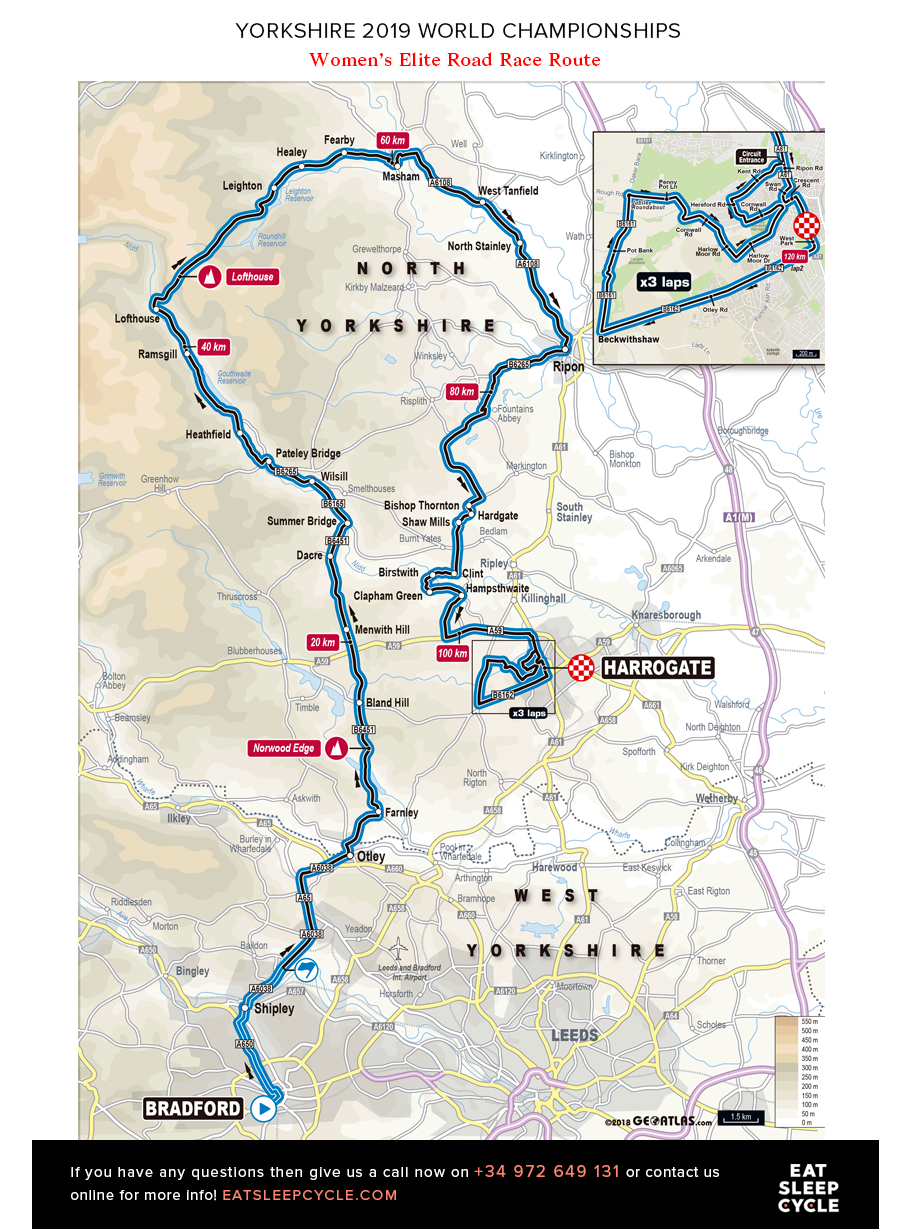 Yorkshire Cycling Tours - Women’s Elite Road Race Route - ESC
