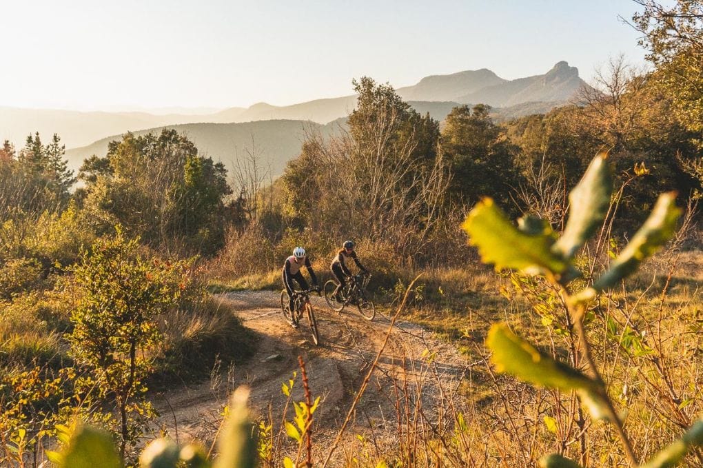 Cyclists on gravel