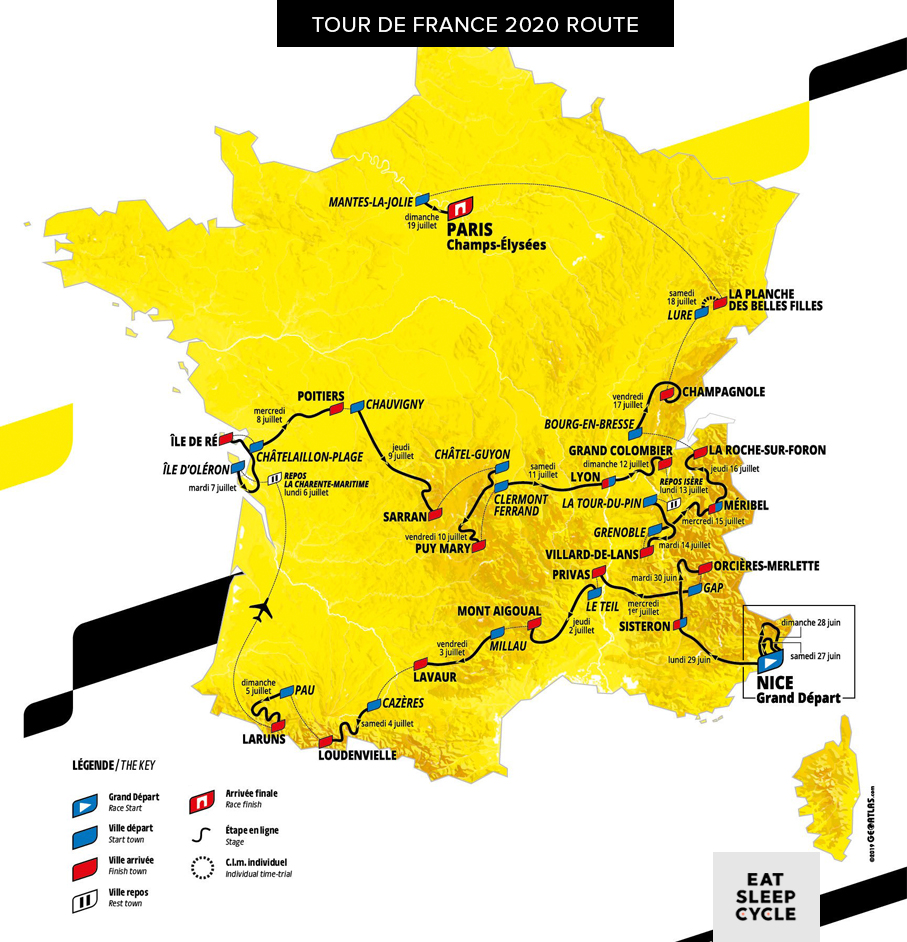 Tour de France 2020 Route - Eat Sleep Cycle